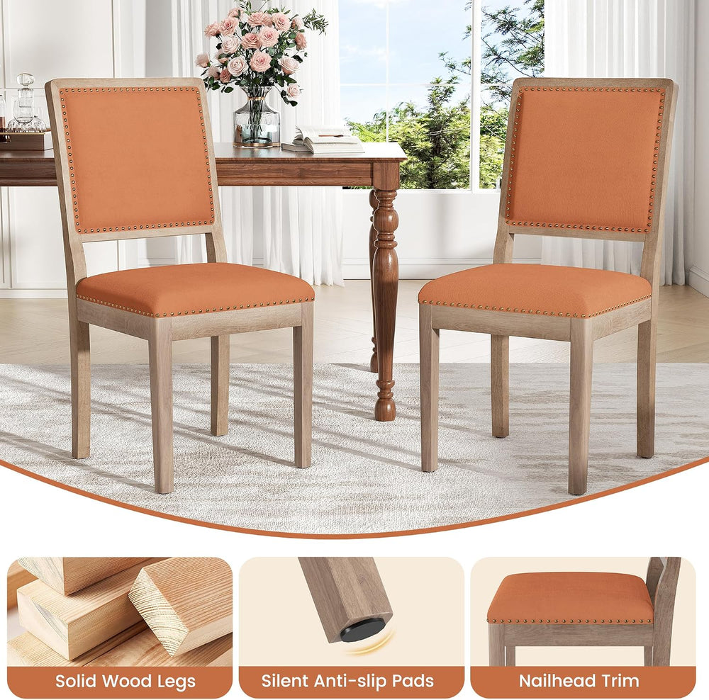 Dining Chairs Set of 2, Mid Century Modern Upholstered Dining Room Chairs, Fa...
