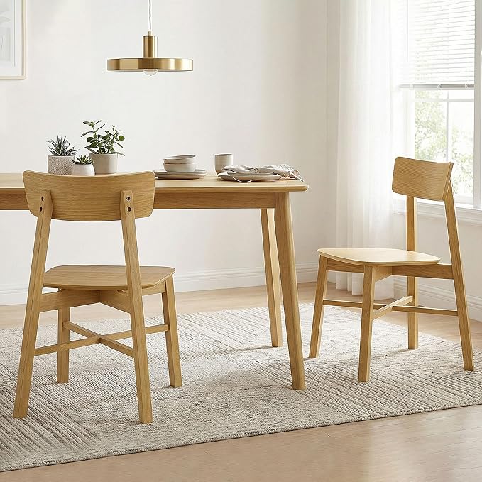 CHITA Soild Wood Dining Chairs Set of 2, Mid Century Modern Oak Wood Kitchen ...