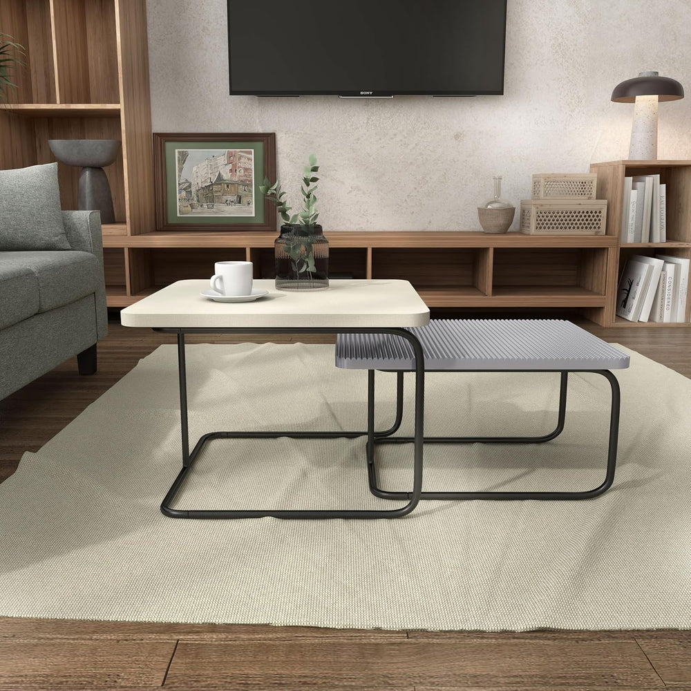 Furniture of America Chaya Modern Square Nesting Coffee Table Set of 2, Two-T...