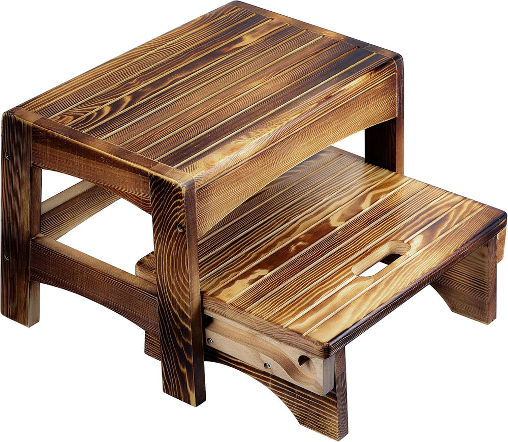 URFORESTIC Handcrafted Solid Wood Bed Step Stool-Foot Stool Kitchen Stools Be...