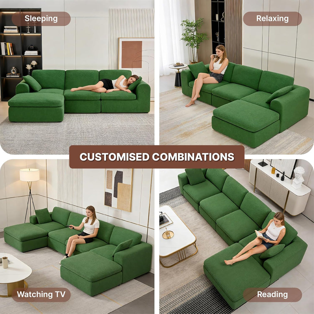 KISLOT 108" Cloud Couch,Sectional No Assembly Required,Modular Sofa with...
