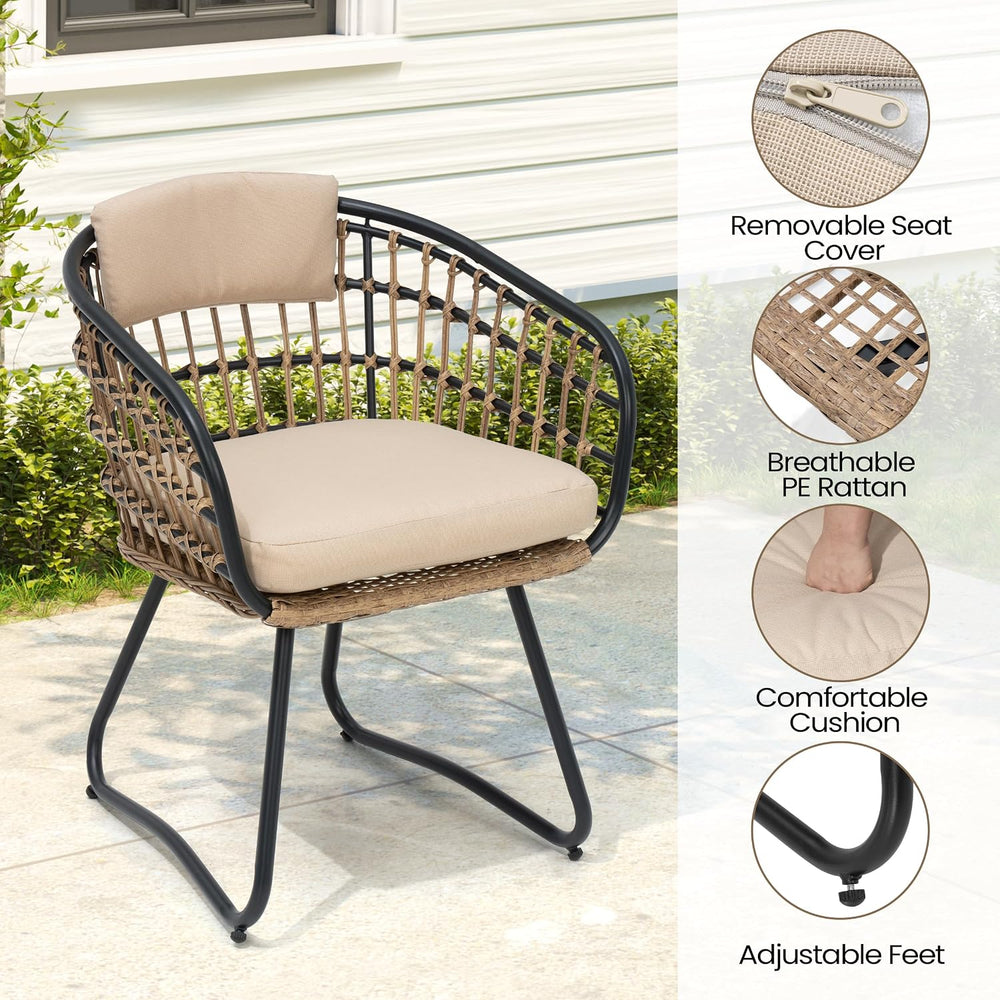 7 Piece Outdoor Dining Set for 6, Aluminum Table & Wicker Chairs