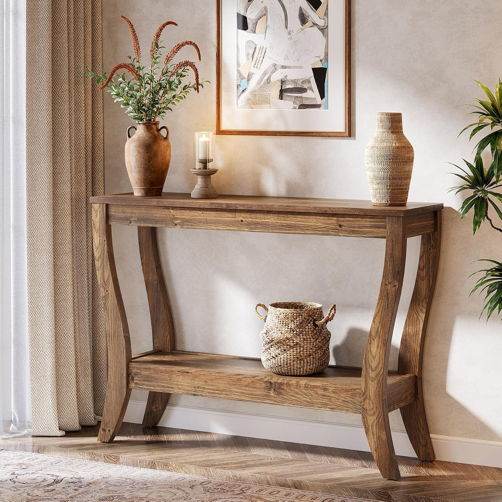 Solid Wood Console Table for Entryway, 41.3-Inch Farmhouse Sofa Table with St...