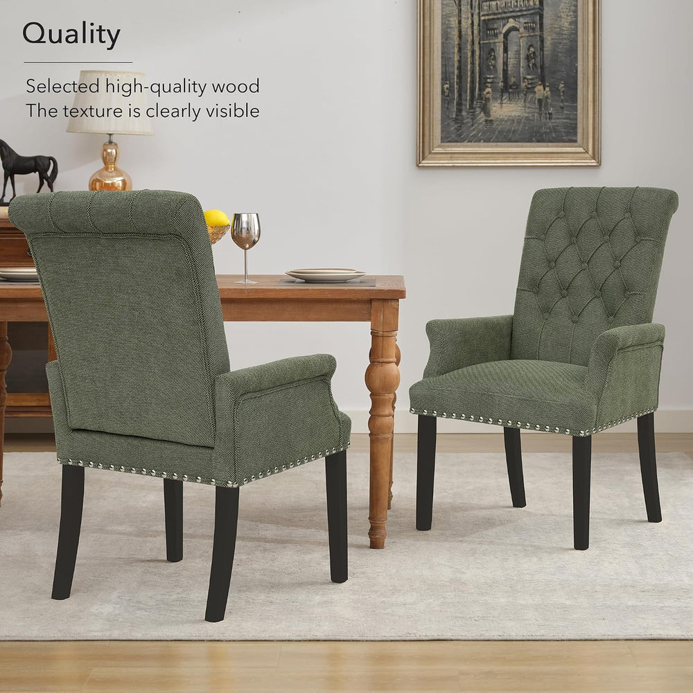 adochr Upholstered Fabric Accent Dining Chair, Arm Dining Chair with Elegant ...