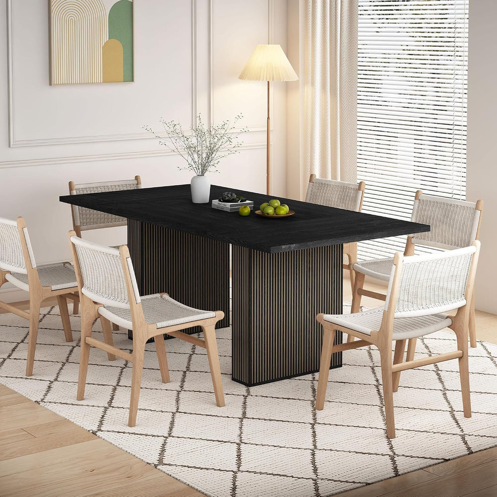 78 Inch Rectangular Dining Table for 6 to 10, Farmhouse Fluted Dining Kitchen...