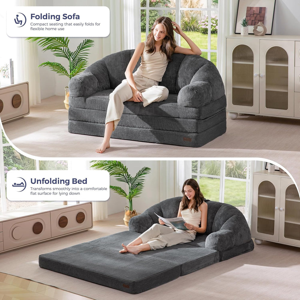 MAXYOYO Folding Sofa Bed with Backrest, Fold Out Couch with Handle | 2 in 1 C...