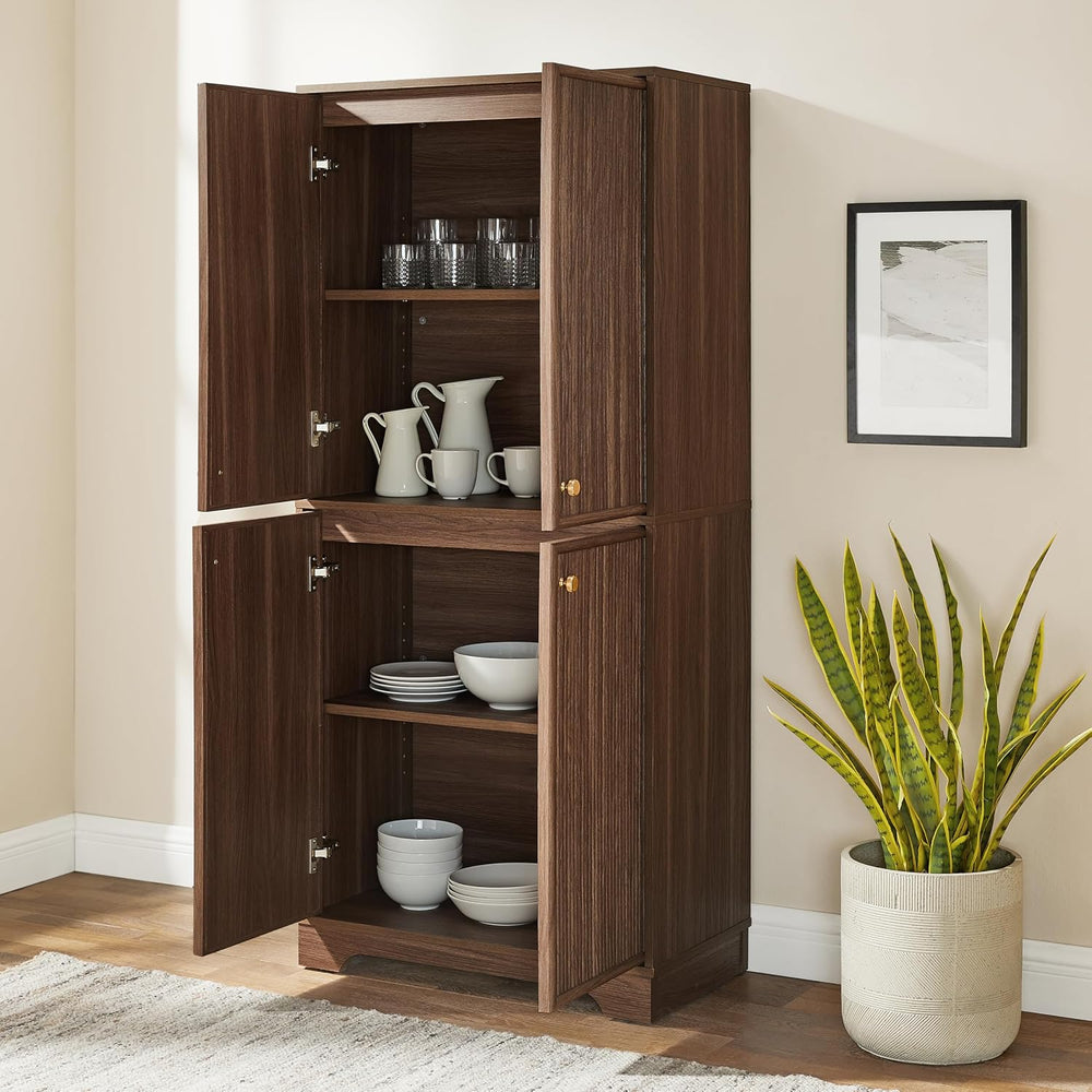 Crosley Furniture Naomi Modern Reeded Kitchen Pantry Storage Cabinet, Dining,...