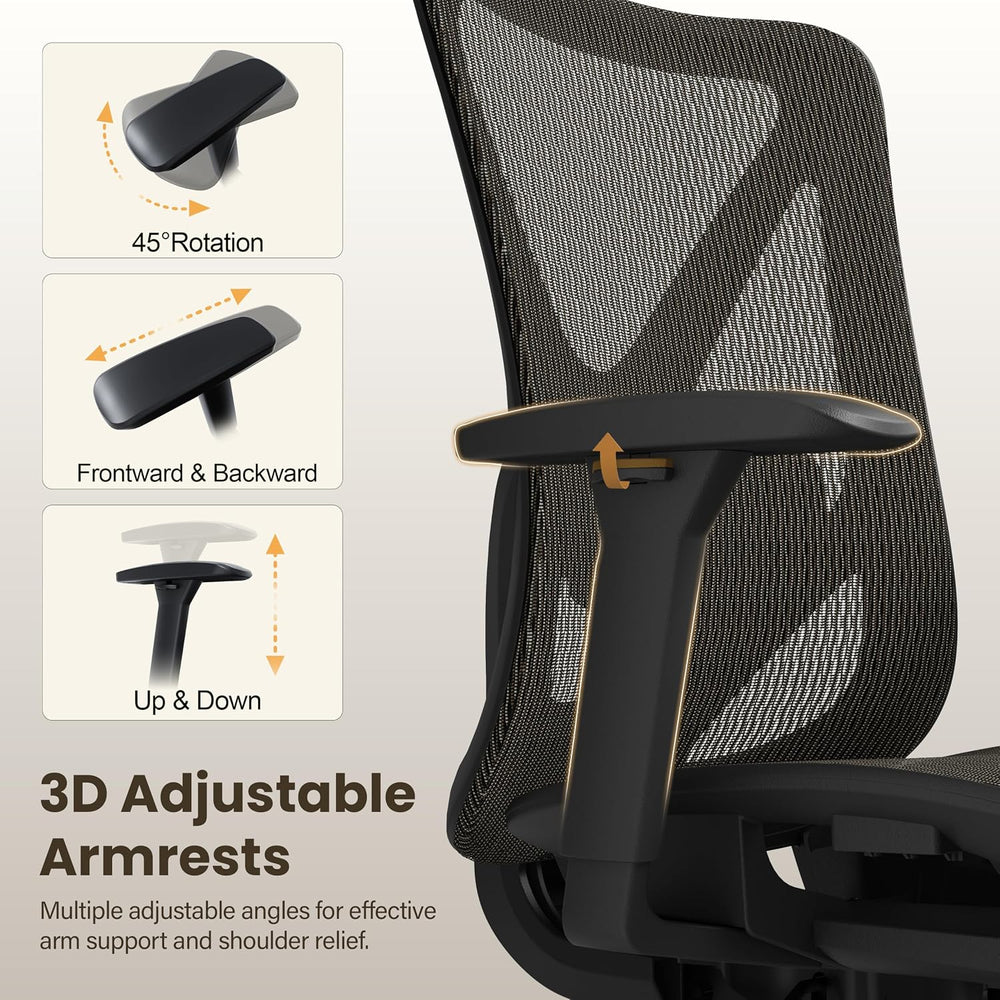 Ergonomic Office Chair, Mesh Computer Desk Chairs with Adjustable Lumbar Supp...