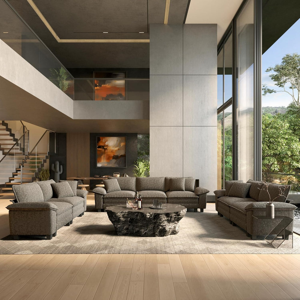 HERA'S HOUSE 3 Pieces Modular Sectional Couch Set with Armchair Loveseat ...