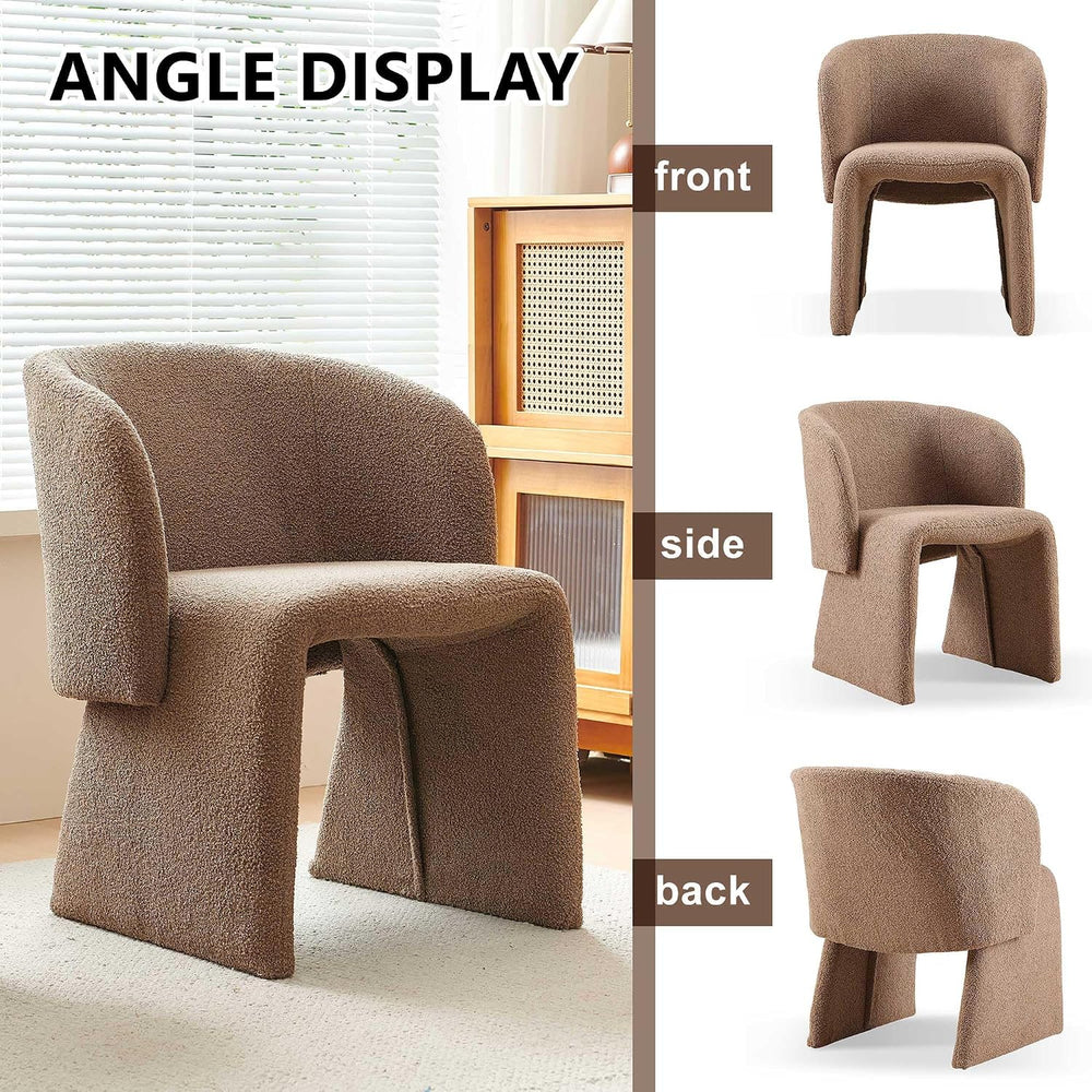 NORDICANA Barrel Dining Room Chairs with Arms, Faux Fur Accent Chairs Set of ...