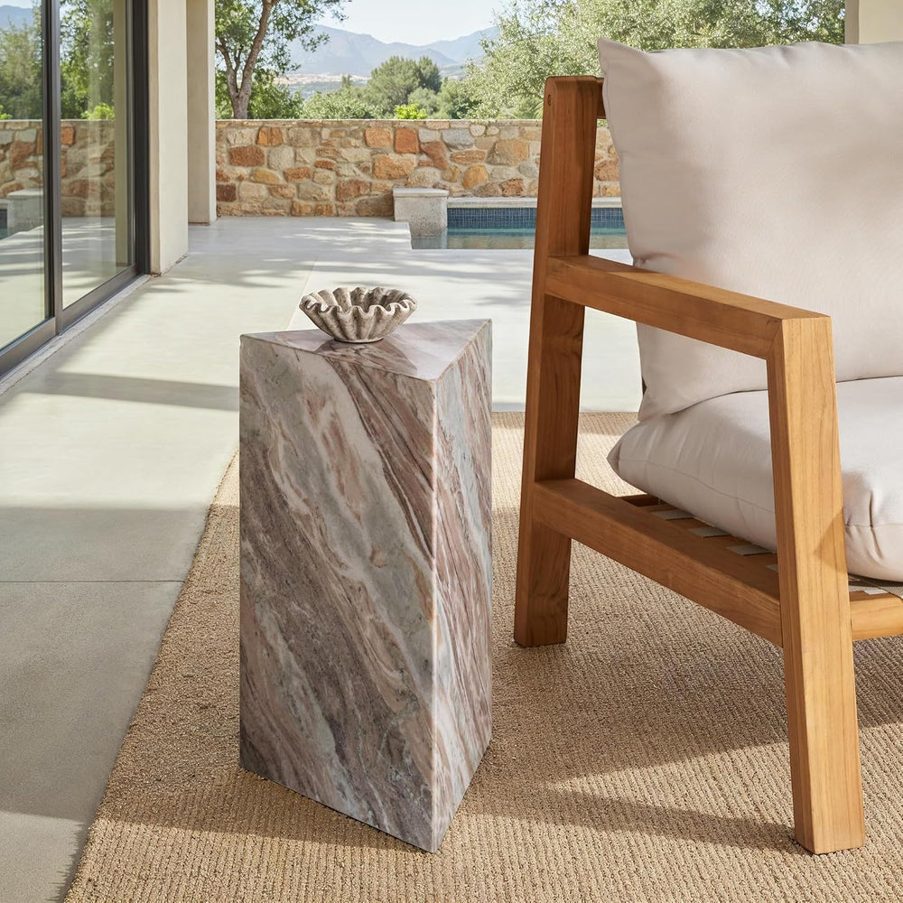 SAFAVIEH Couture Collection - Leah Bryanna White & Brown Marble Accent Ta...