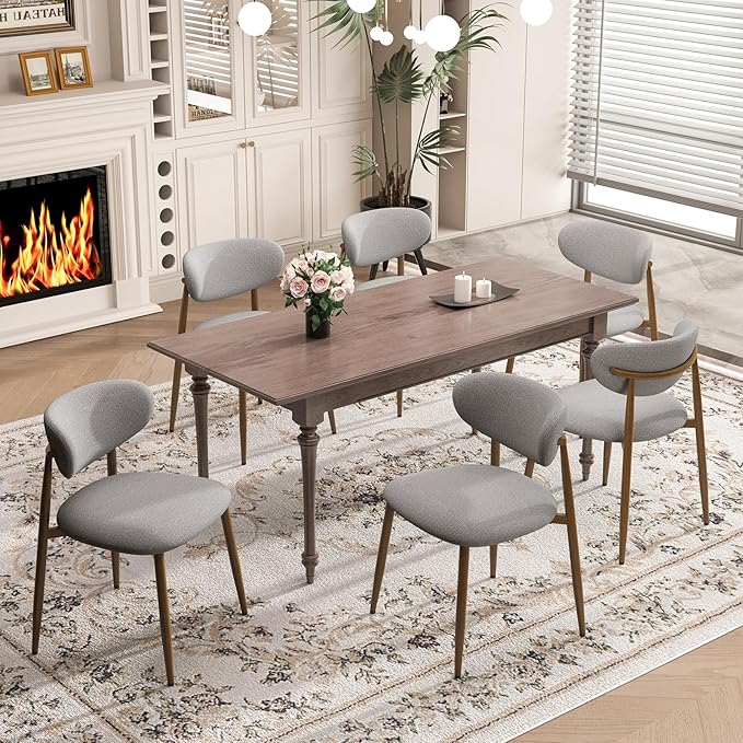 Dining Chairs Set of 2, Curved Back Kitchen Room Chairs with Metal Legs and A...