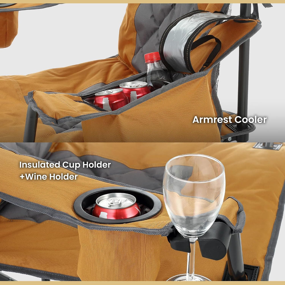 ARROWHEAD OUTDOOR Deluxe Folding Camp Chair – 550lb Capacity Heavy-Duty Quad ...