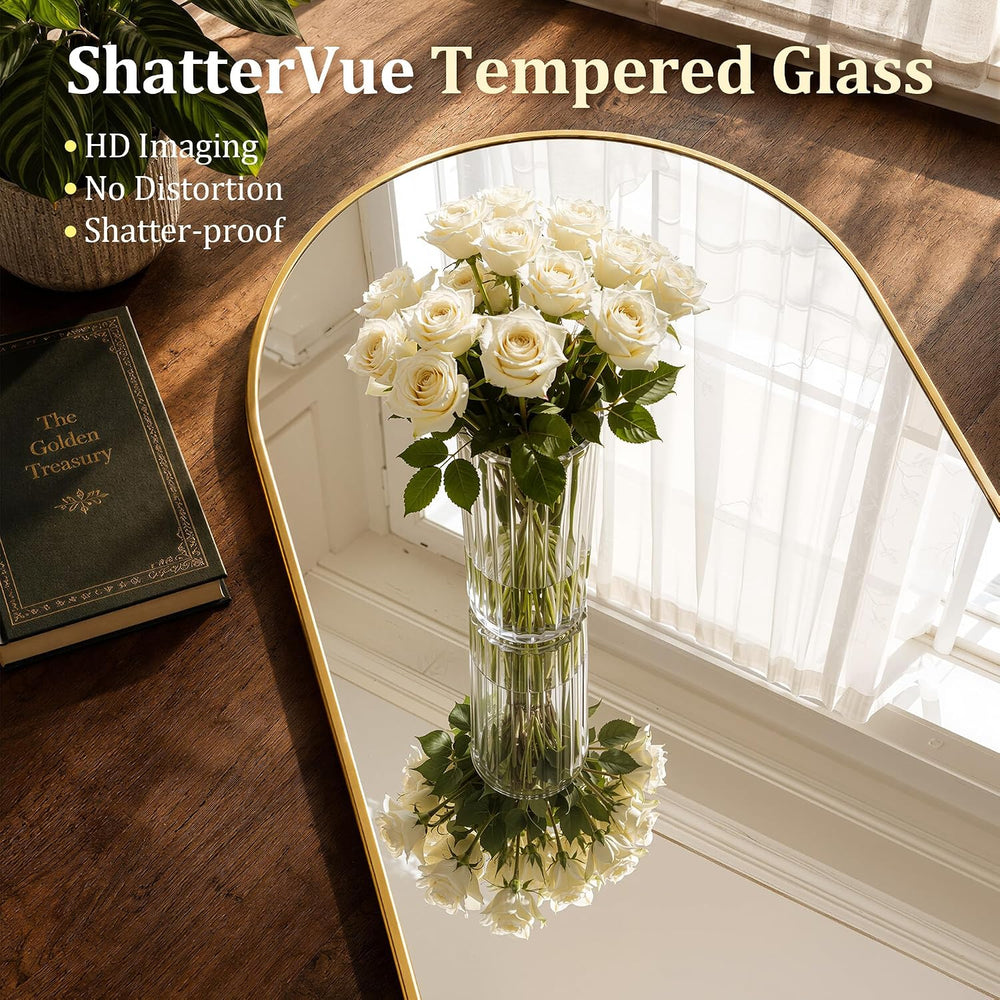 15"x 56" Over The Door Mirror, Arched Full Length Mirror with Floor...