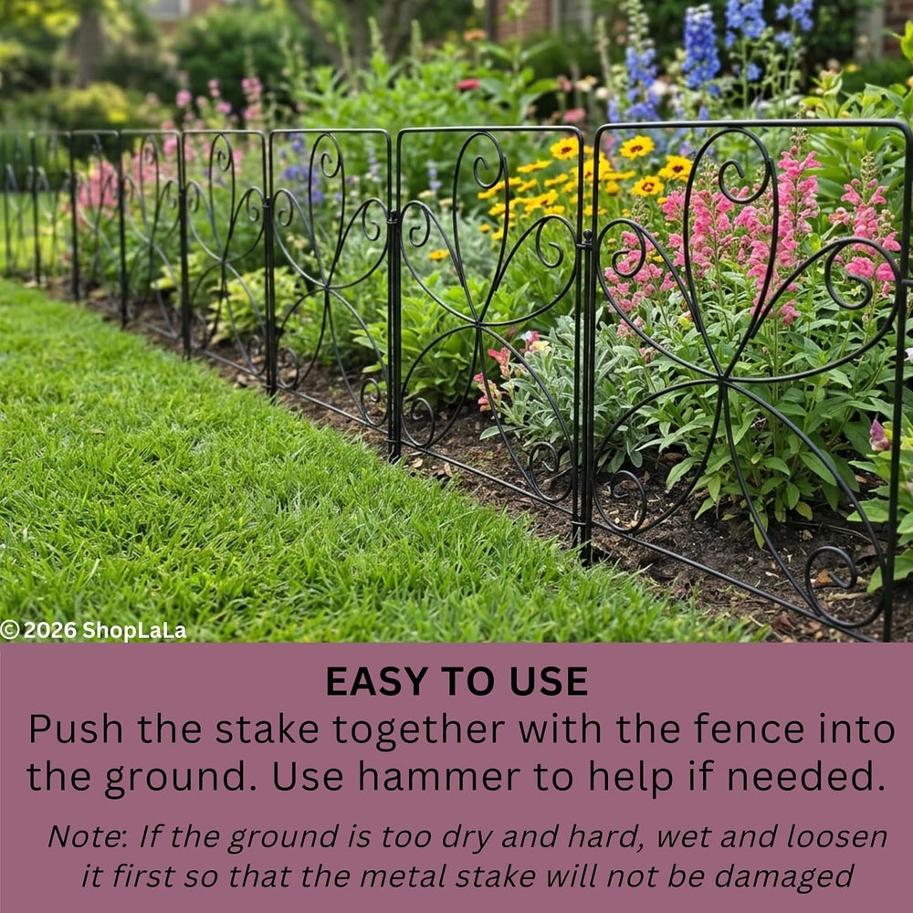ShopLaLa Garden Fencing (10 Panels) 12.5in(L) x 16.5in(H) Rustproof Black Met...
