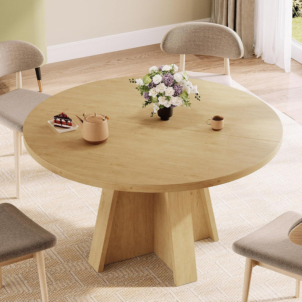 iPormis 47-Inch Round Dining Table for 4-6 People, Modern Wooden Kitchen Tabl...