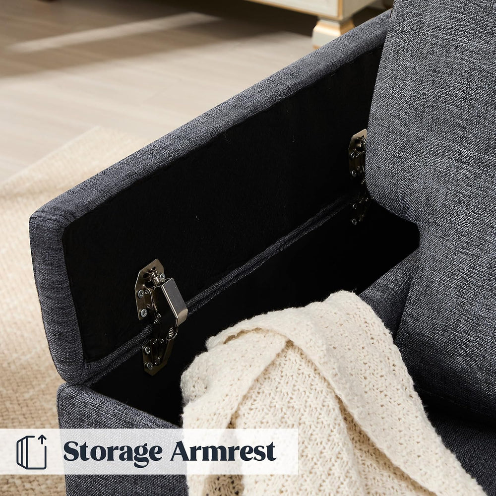 Accent Chairs with Armrest Storage, Modern Fabric Reading Chairs, Upholstered...