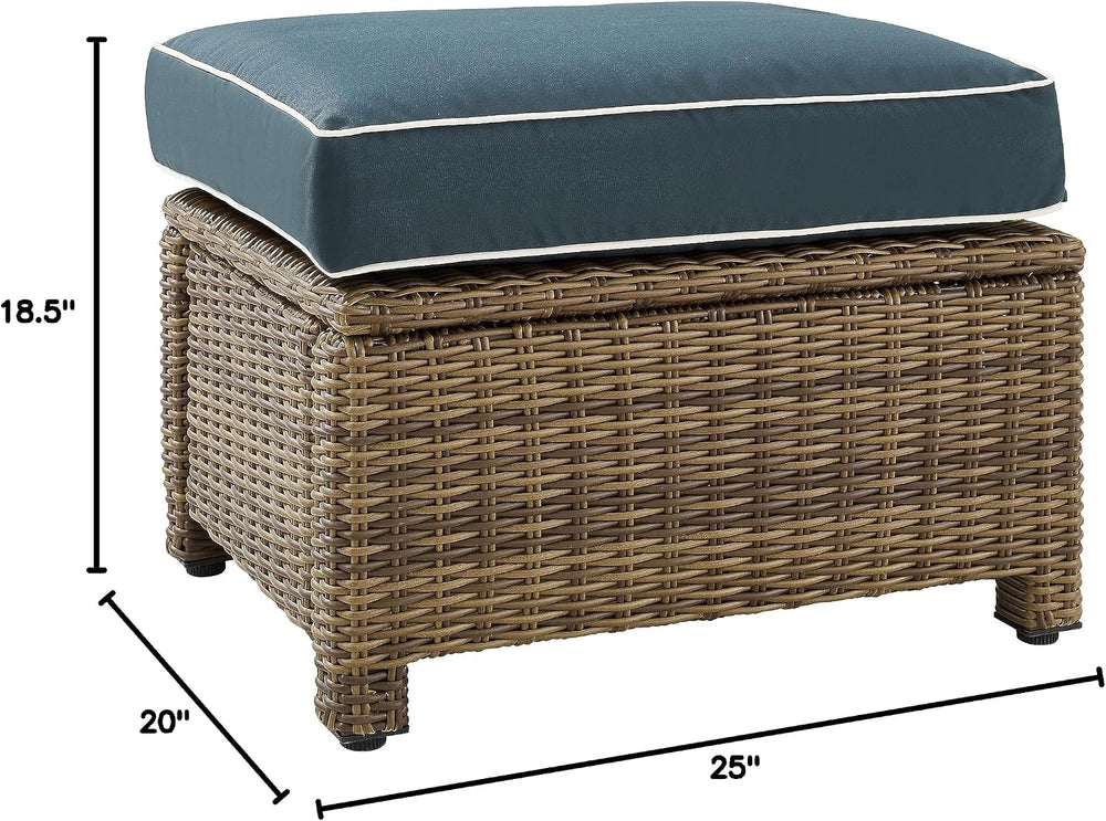 Crosley Furniture Bradenton Wicker Outdoor Ottoman Foot Rest for Patio, Deck,...