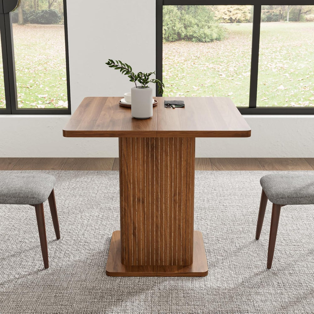 Small Square Dining Table for 2-4, 31.5 Inch Farmhouse Kitchen Table with 2-T...