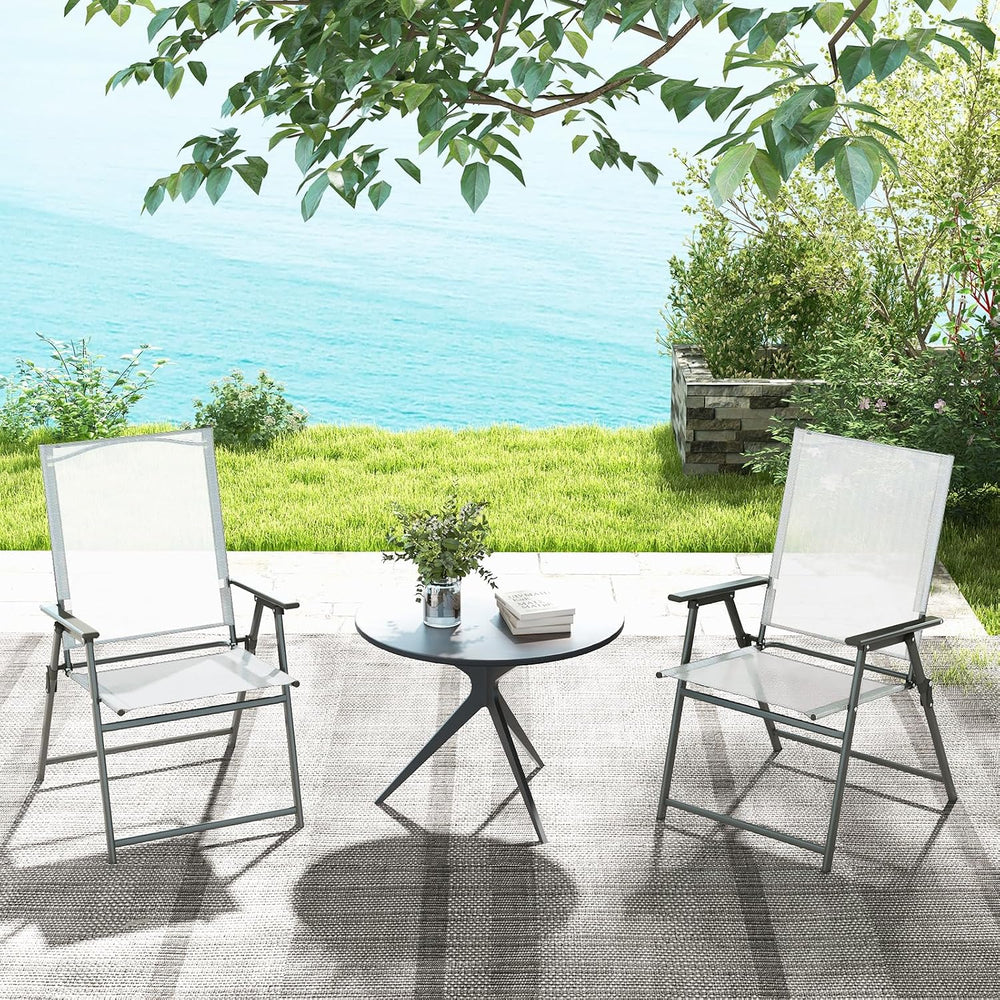 Tangkula Set of 2 Patio Folding Chairs, High Back Dining Chairs with Weather-...