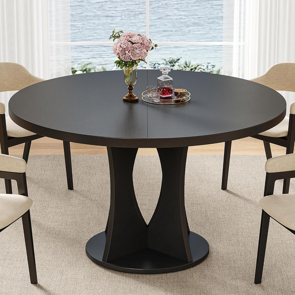 iPormis 47 Inch Round Dining Table for 4-6 People, Wooden Dining Room Table w...