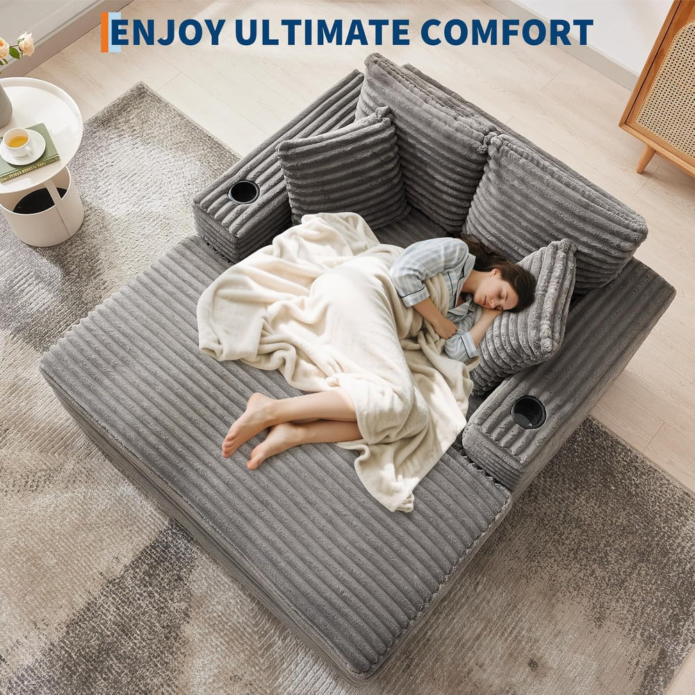 GarveeHome 60-inch Oversized Chaise Lounge Chair Indoor, Comfy Corduroy Loung...