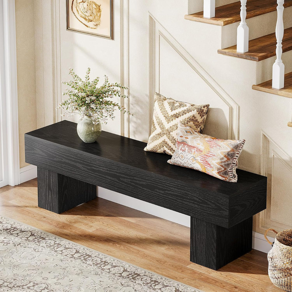 Tribesigns 63" Long Entryway Bench, Rustic Farmhouse End of Bed Bench, W...