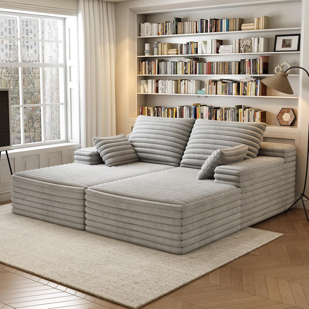 80" Oversized Double Chaise Lounge Chair, Plush Upholstered Sectional So...