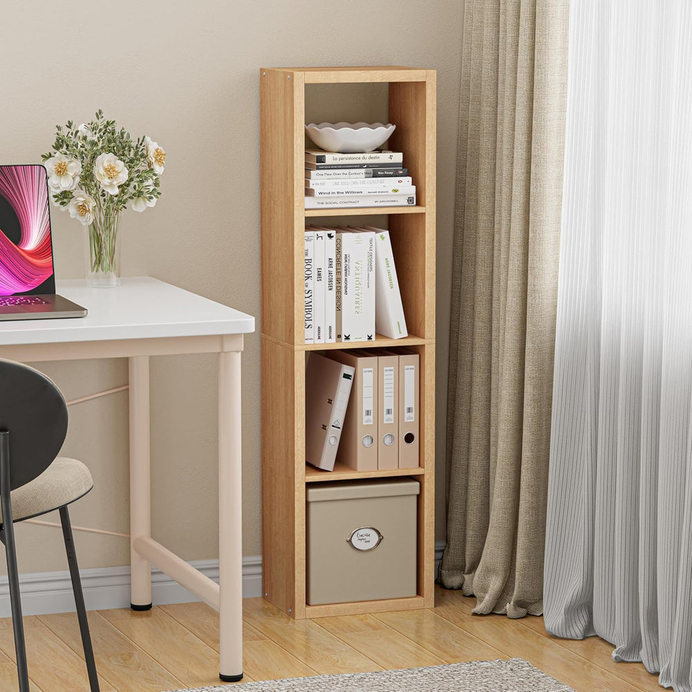 Cube Storage Organizer Bookcase, Small 4 Tier 11 inch Open Back Cubical Shelf...