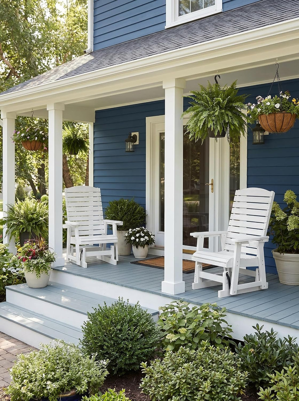 Poly Lumber Patio Glider with Cup Holders, High Backrest and Deep Contoured S...
