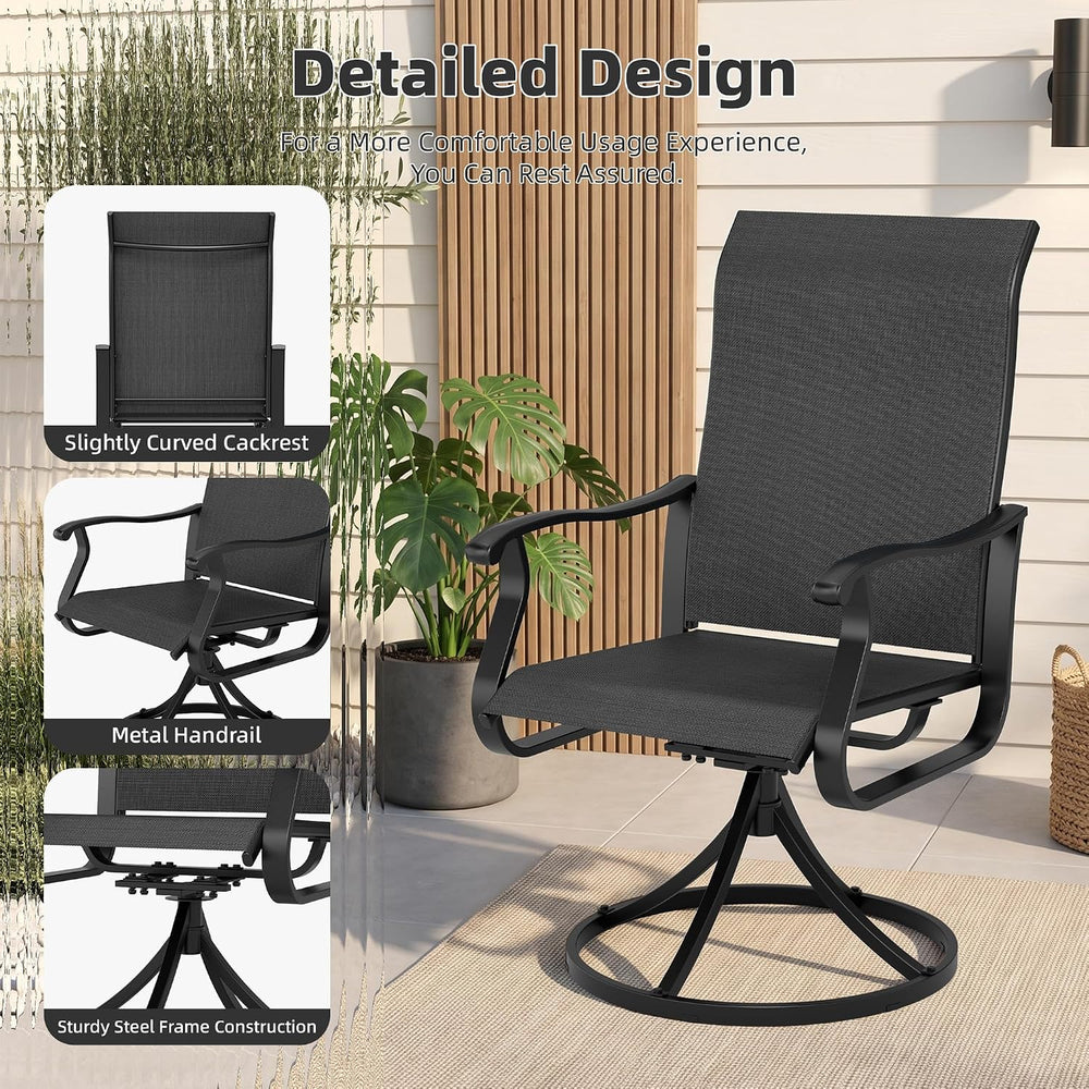 7-Piece Outdoor Patio Dining Set, All Weather Round Metal Table & 6 Black...