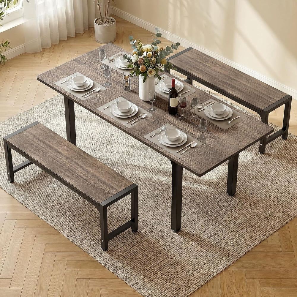 Ahomly 63“ Extendable Dining Table Set with 180° Smart-Flip Pivot, Gray | Din...