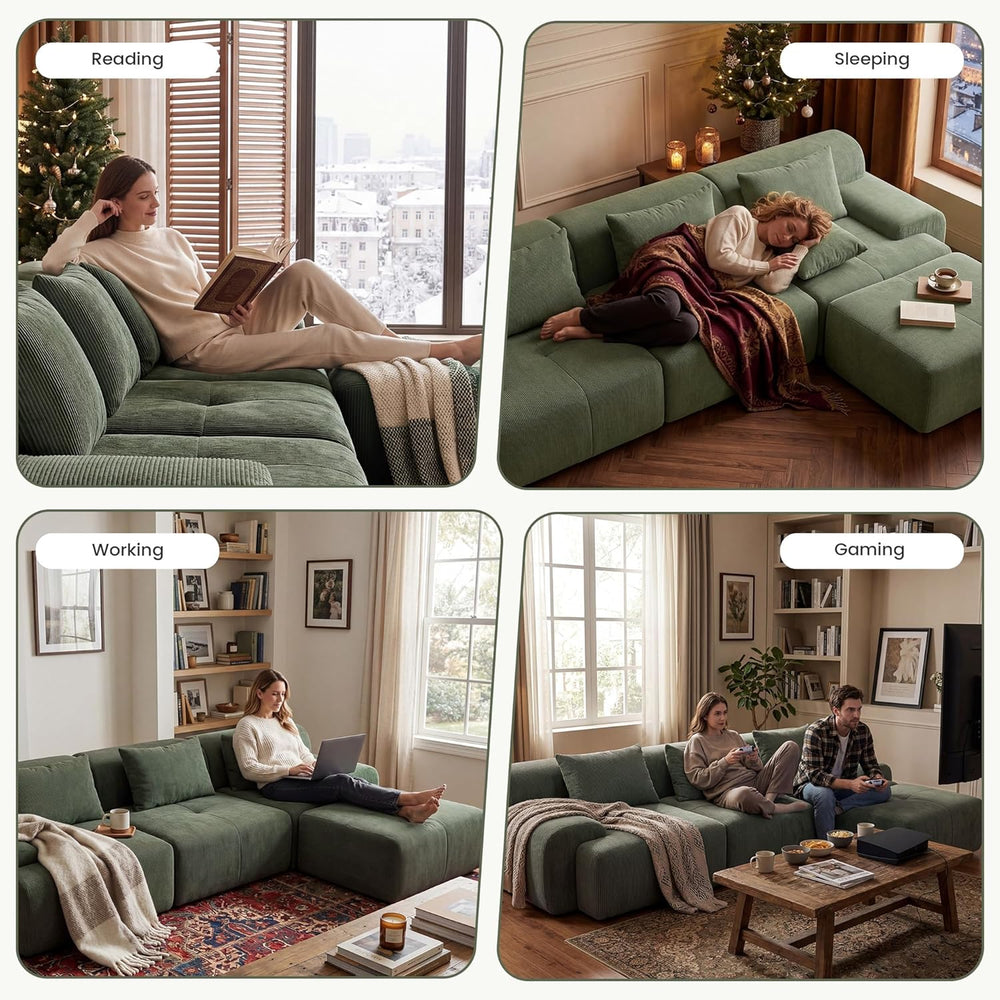 GRUSIGN 108'' Modular Sofa,Sectional Couch for Living Room | Tufted O...