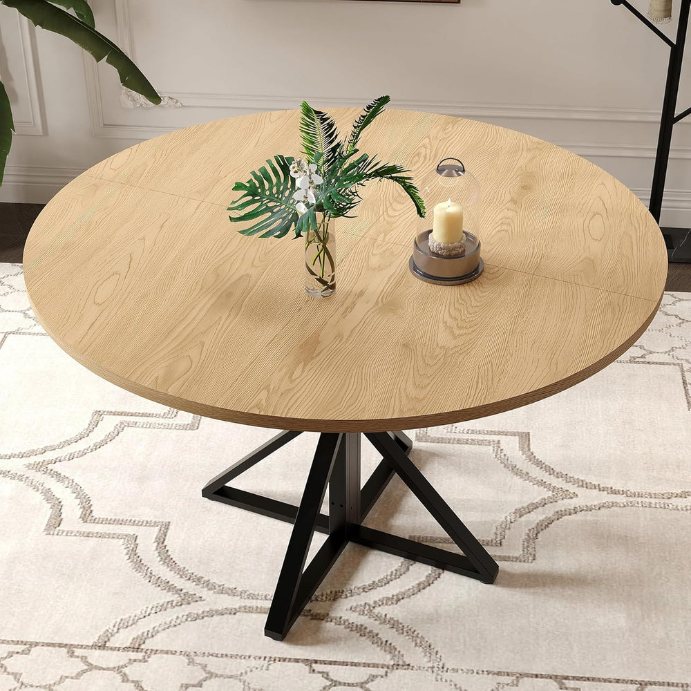 GarveeHome 47 Inch Round Dining Table for 4-6, Circle Kitchen Table with Pede...