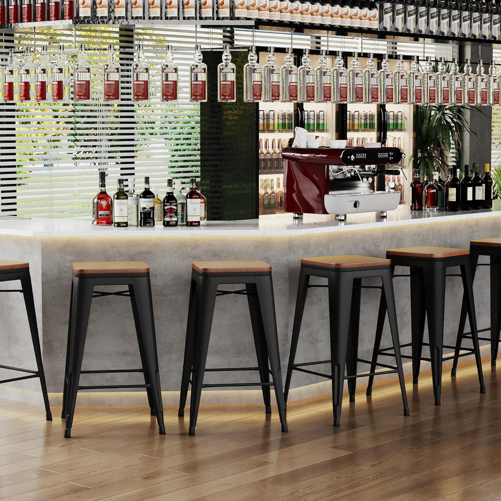 Alunaune 30" Metal Bar Stools Set of 2 Stackable Counter Height Barstool...