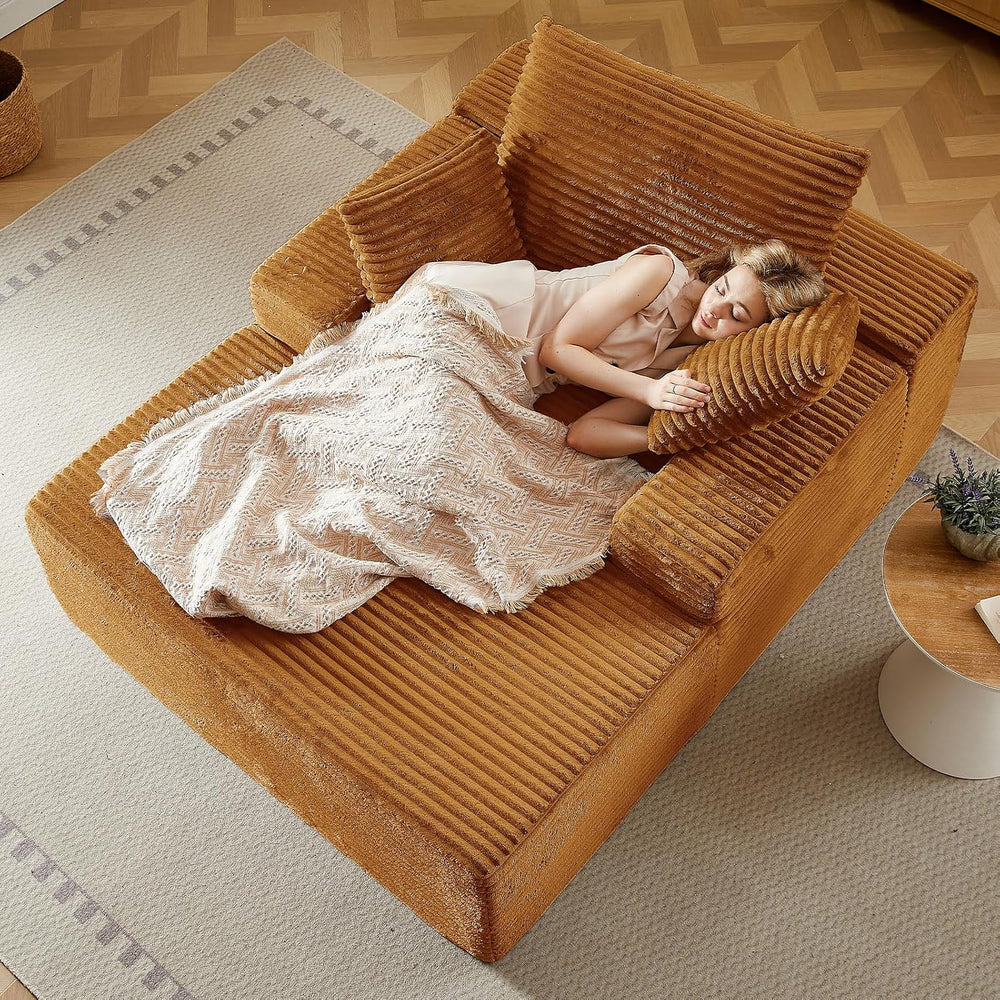LUCKHAO 50" Oversized Chaise Lounge Chair Indoor,Corduroy Reading Chair ...