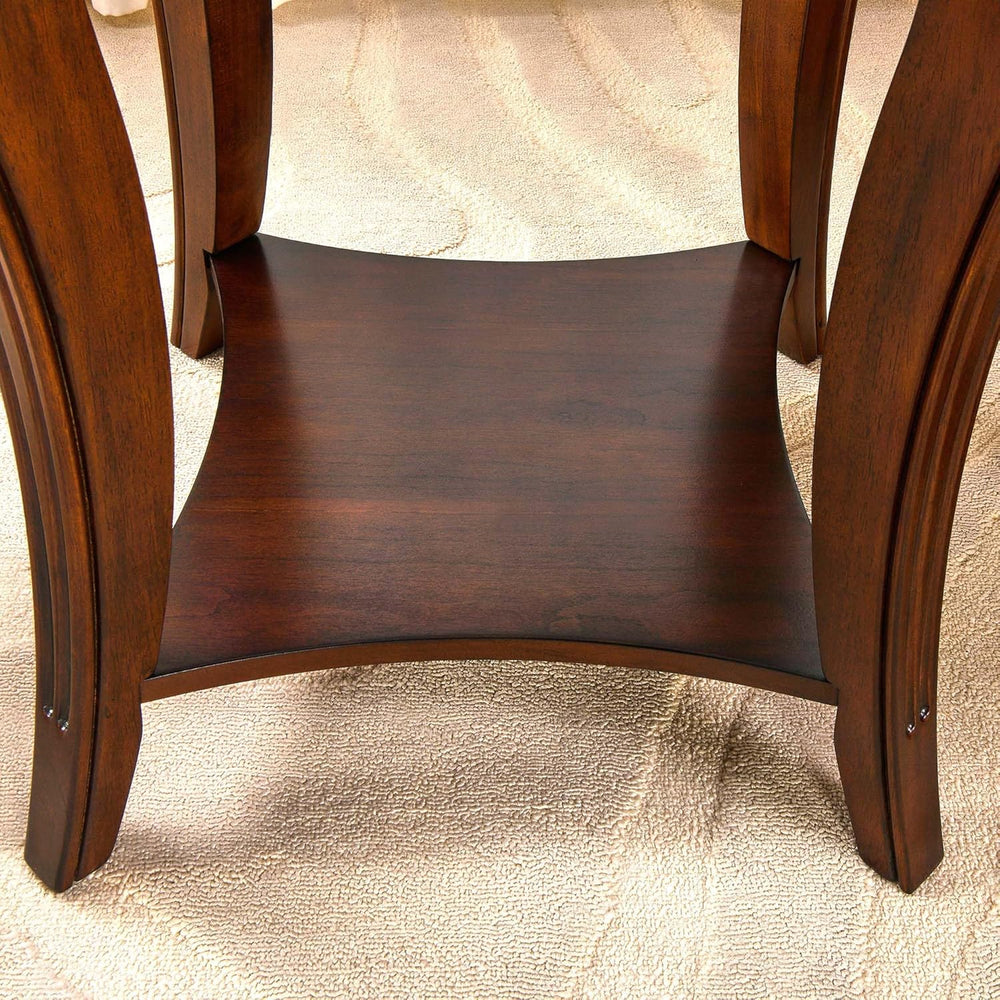 PADMA HOUSE Traditional Wood End Table with Storage Shelf, Square Solid Wood ...