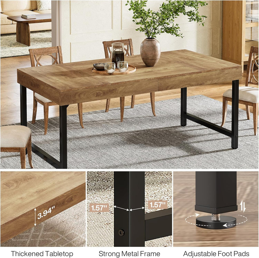 Tribesigns Farmhouse Dining Table for 4-6 People, 55 Inches Industrial Rectan...