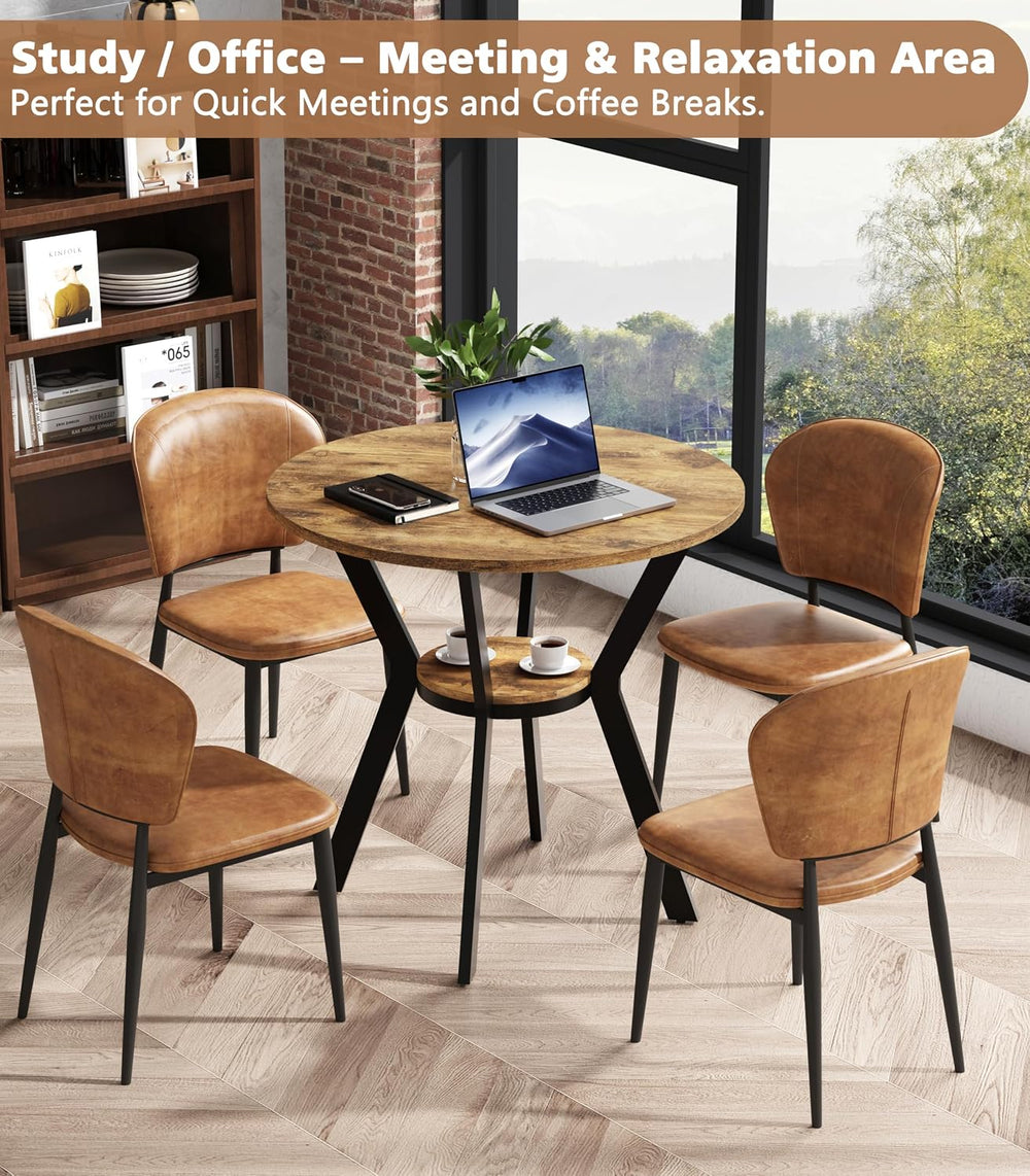 MECHYIN 31.5" Round Kitchen Table for 2-4, Small Round Dining Table with...
