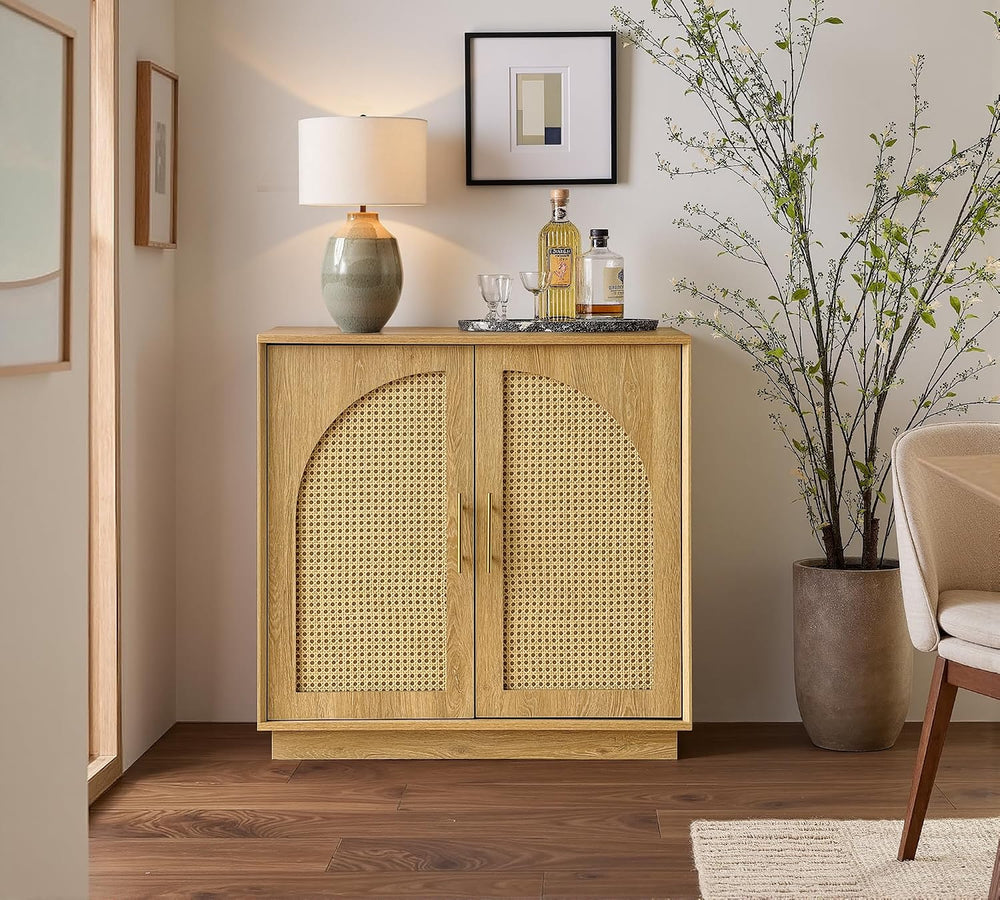 31.5" Sideboard Buffet Cabinet with Storage, Light Oak, 3pcs