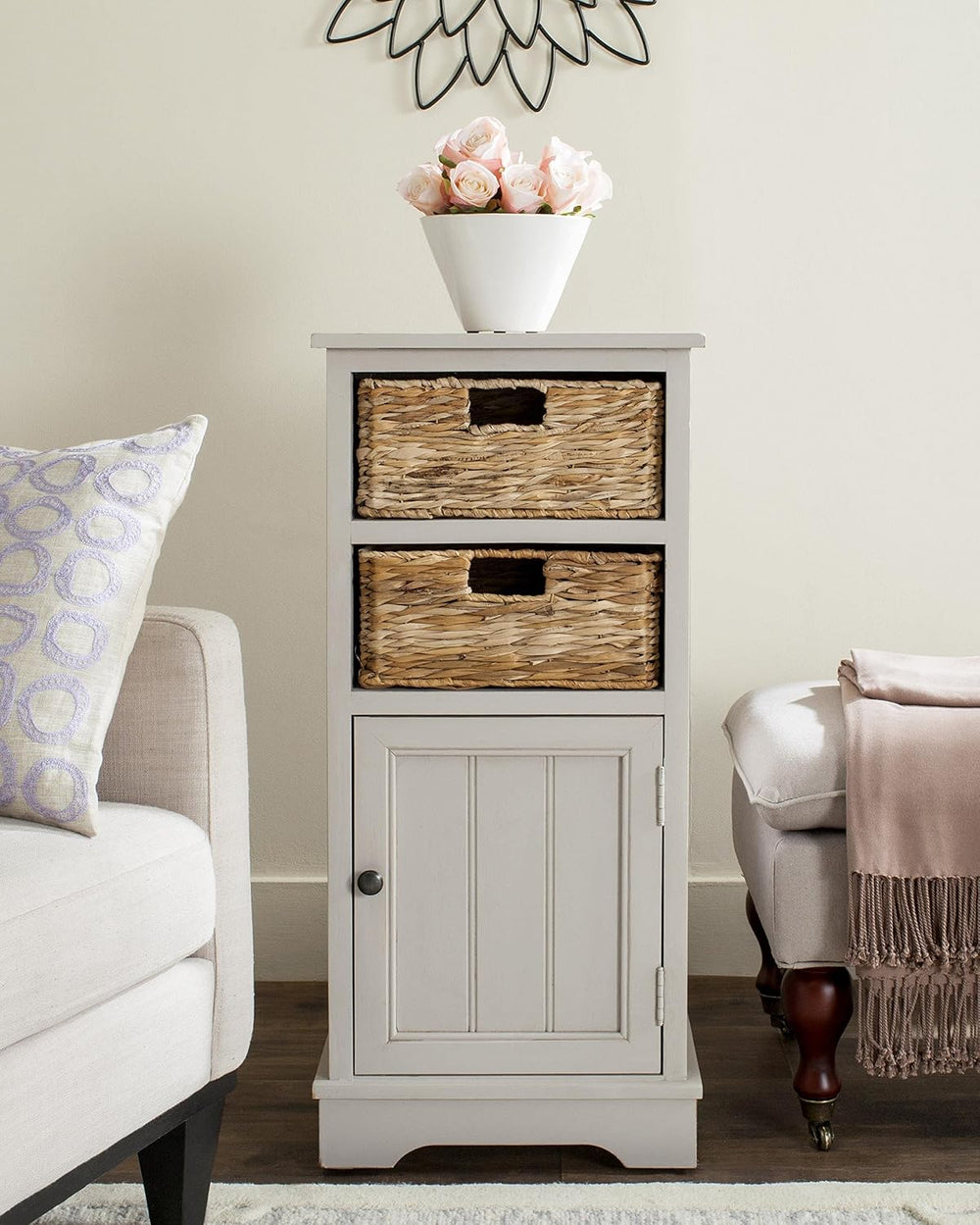 SAFAVIEH Connery Wood Storage Cabinet, 35" Farmhouse Cherry AMH5742C