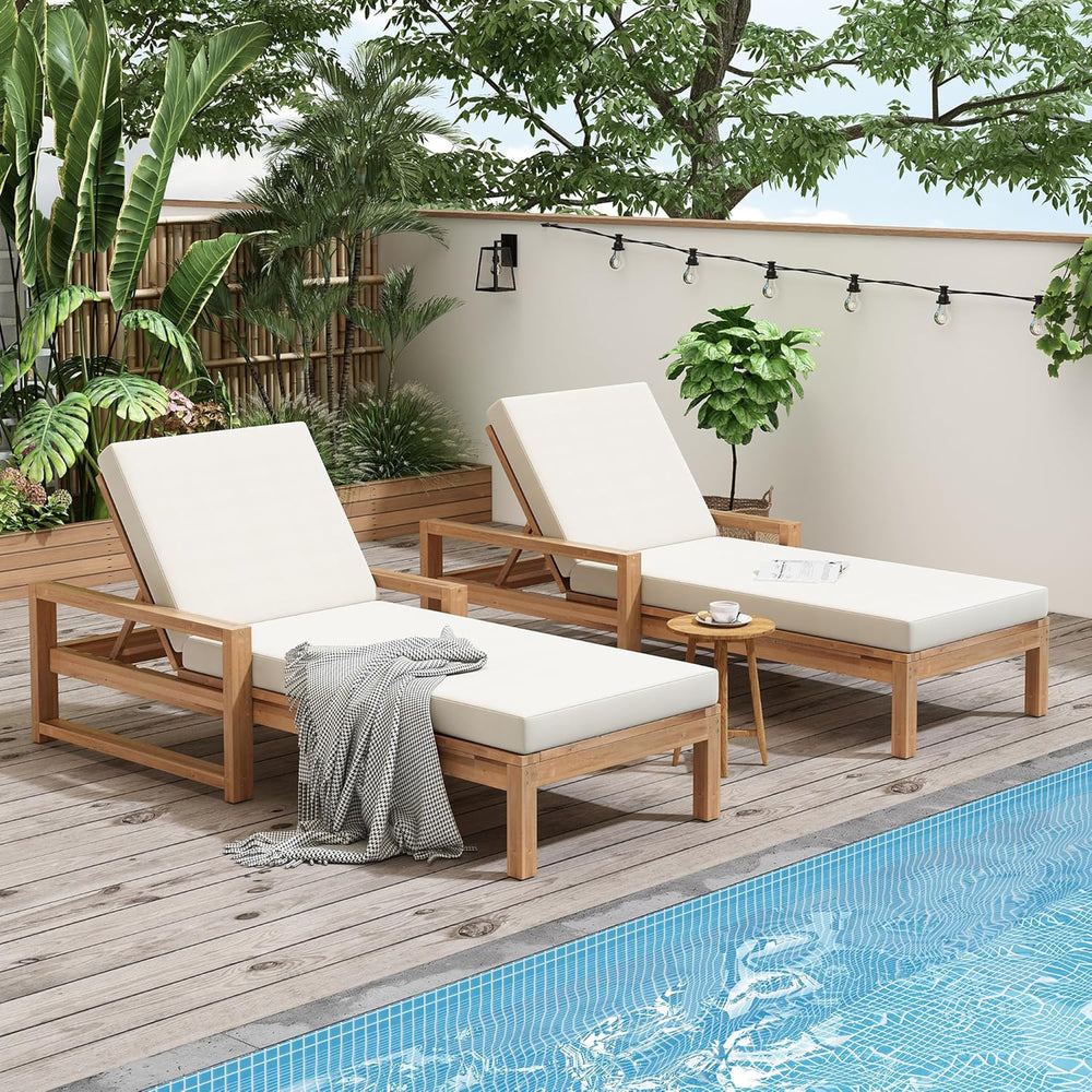 Think 30Lounge Chair Set of 2, Patio Sun Tanning Chair, Outdoor Chaise Lounge...