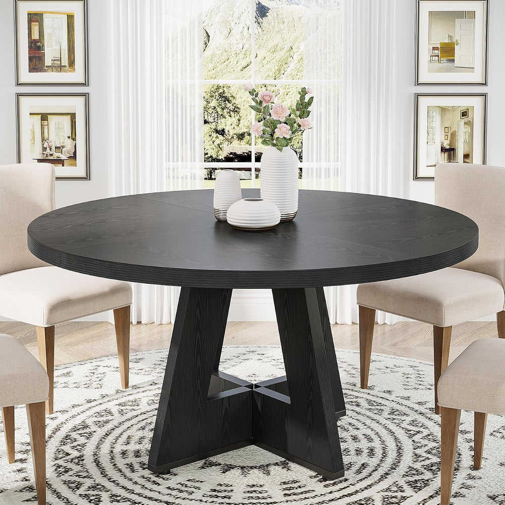 Tribesigns 47 inch Round Dining Table Wood Kitchen Table for Dining Room, 47&...