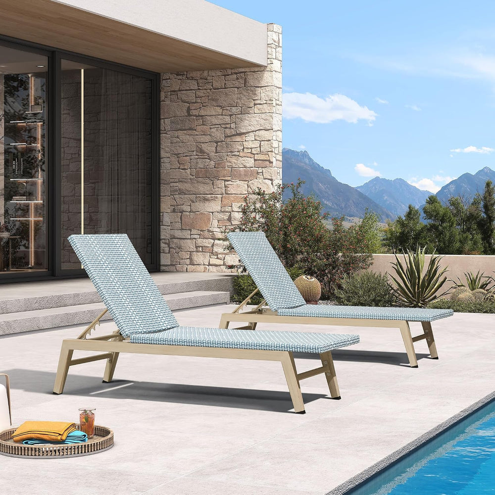 PURPLE LEAF Oversize Chaise Lounge Champagne Frame Set of 2, Pale Blue | 3-Ye...