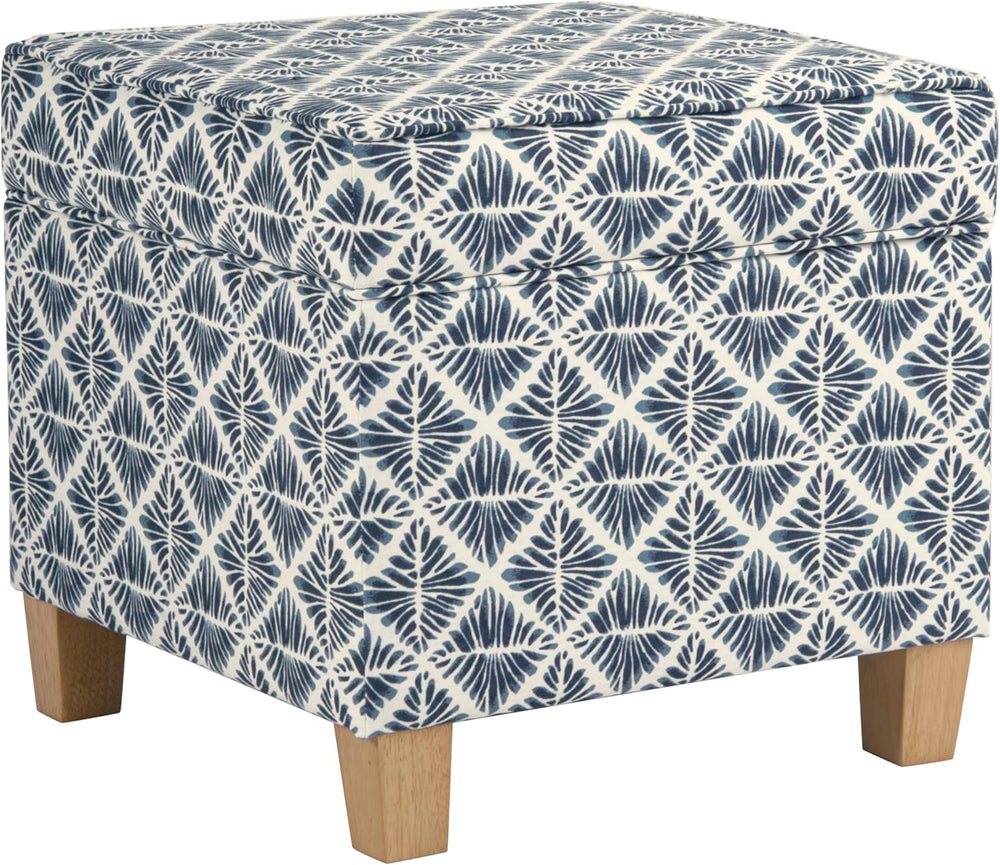 HomePop 18" Classic Square Storage Ottoman - Blue Geometric Pattern
