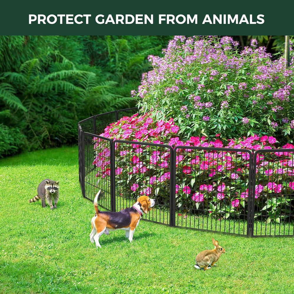 FXW No Dig Garden Fence, Outdoor for Yard, 24in(H) x 7.6ft(L), 4 Panels