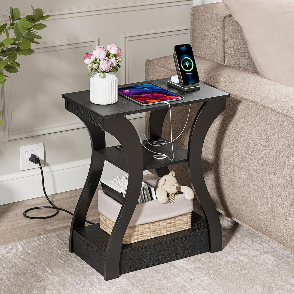 ZENY End Tables Set of 2 with Charging Station, Side Table with USB Ports and...