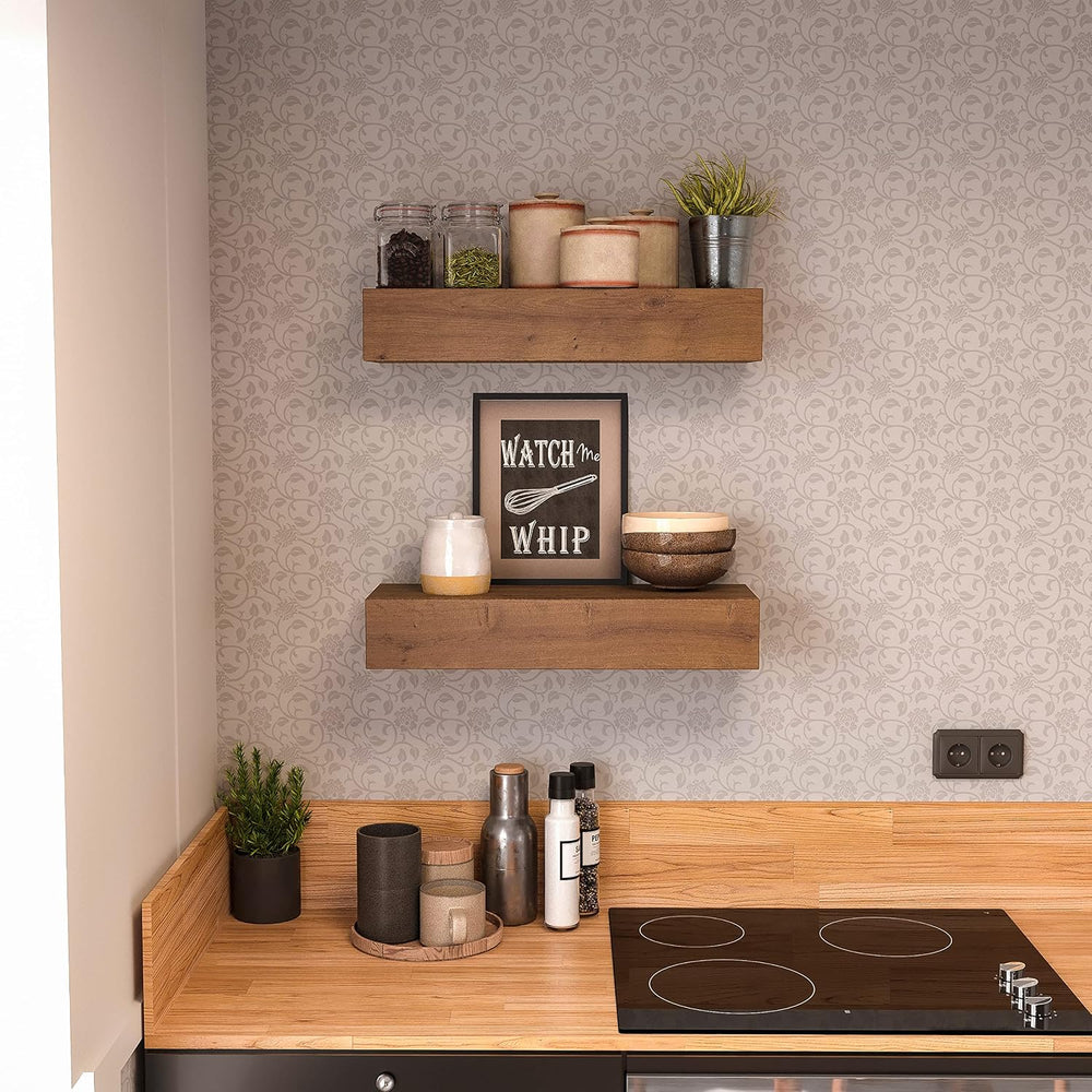 Wall Floating Shelves, Rustic Wood Wall Shelf Handmade - Wooden Shelves for B...