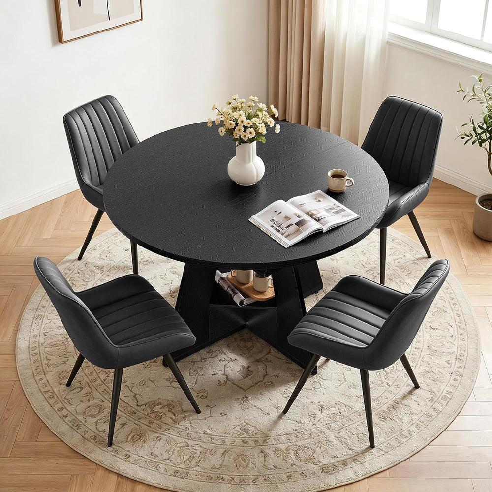Miereirl Extendable Dining Table Set for 4-6, 47.24"-63" Round to O...