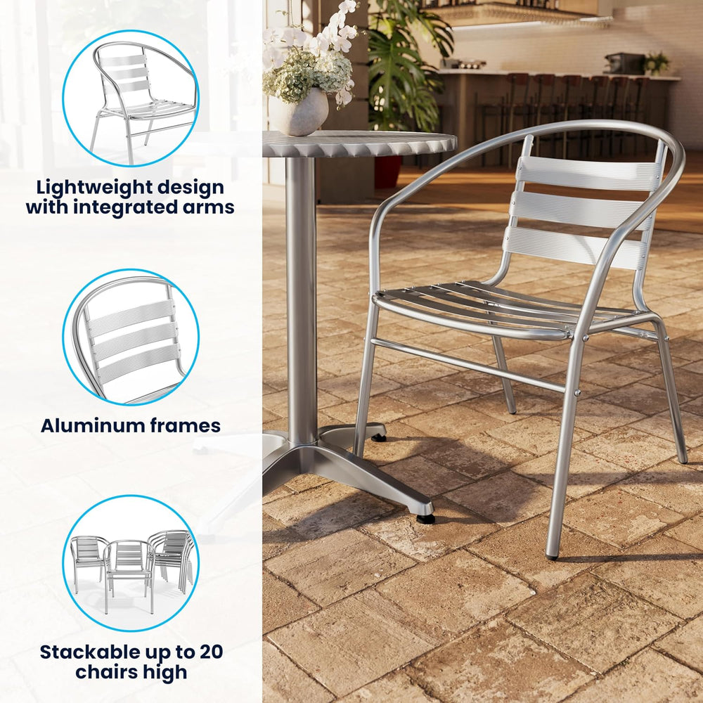 Flash Furniture Lila 4 Pack Commercial Aluminum Indoor-Outdoor Restaurant Sta...